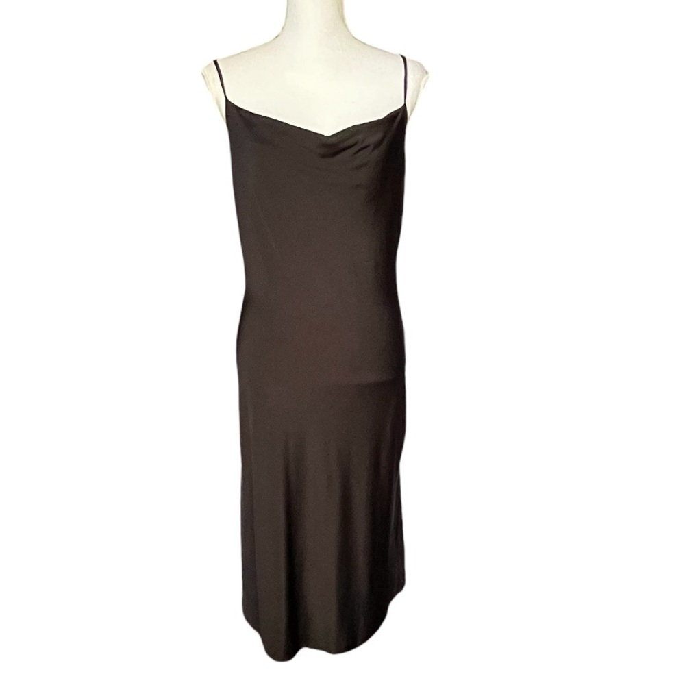 Sincerely Jules Maxi Slip Dress L Black Drape Neck Spaghetti Strap Goth Glam